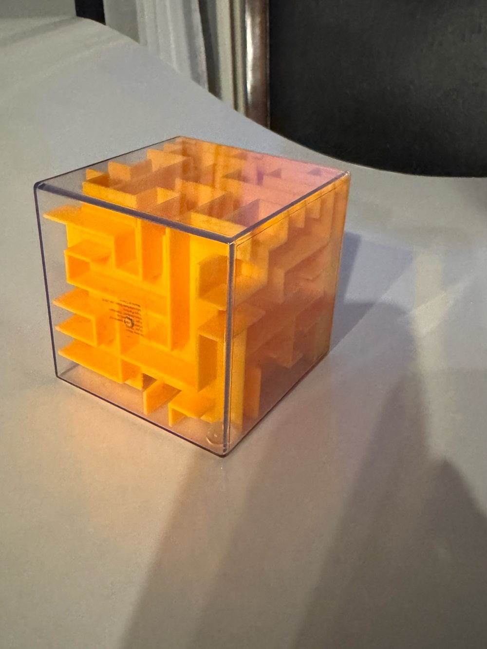 Yellow 3D Maze Puzzle Cube Piggy Bank
